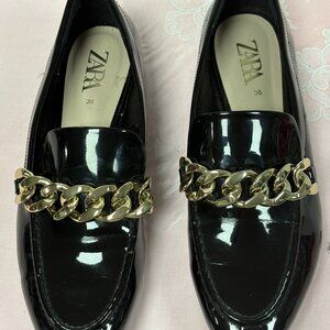 ZARA-Women-3510/610/040-Black Patent leather Slip in Shoes.Sz-8M.Eur Sz-38-China
